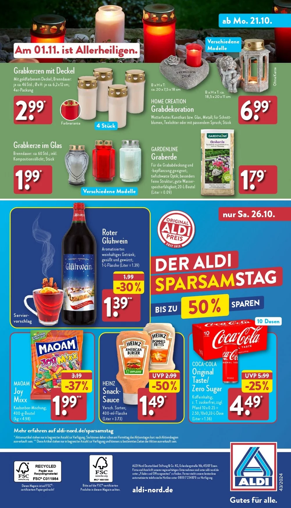 Aldi Nord Prospekt October 2024 Wöchentliche Angebote, Rabatte, Ermäßigungen und digitale Gutscheine.