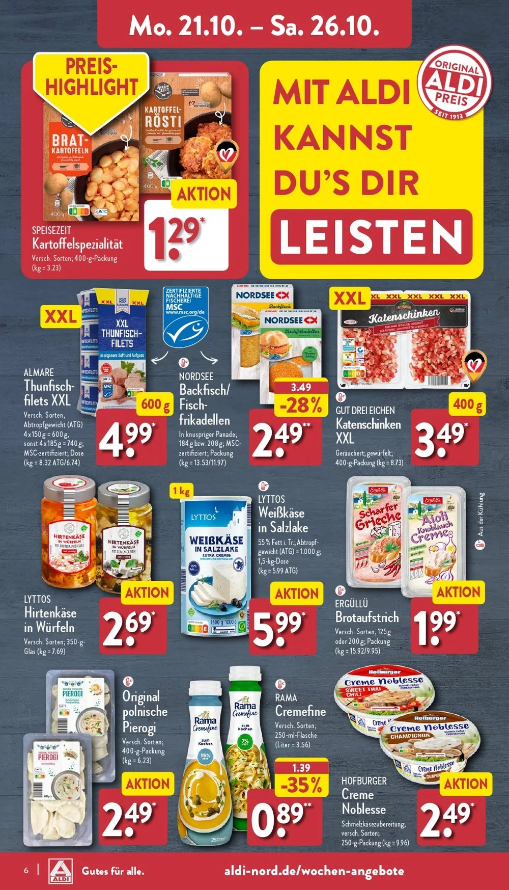 Aldi Nord Prospekt October 2024 Wöchentliche Angebote, Rabatte, Ermäßigungen und digitale Gutscheine.