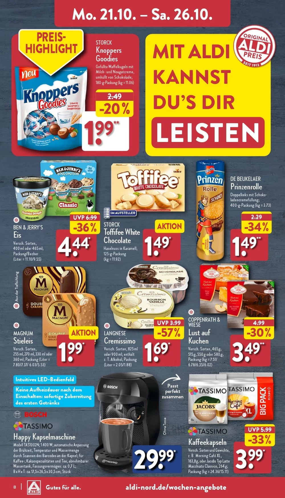 Aldi Nord Prospekt October 2024 Wöchentliche Angebote, Rabatte, Ermäßigungen und digitale Gutscheine.