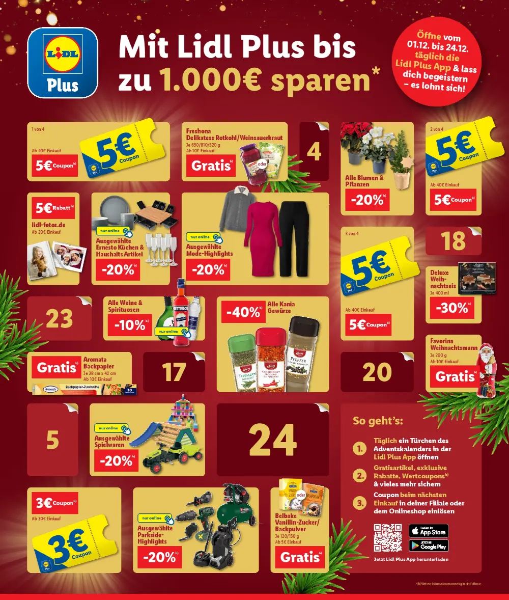 Lidl Weihnachten December 2024 Wöchentliche Angebote, Rabatte, Ermäßigungen und digitale Gutscheine.